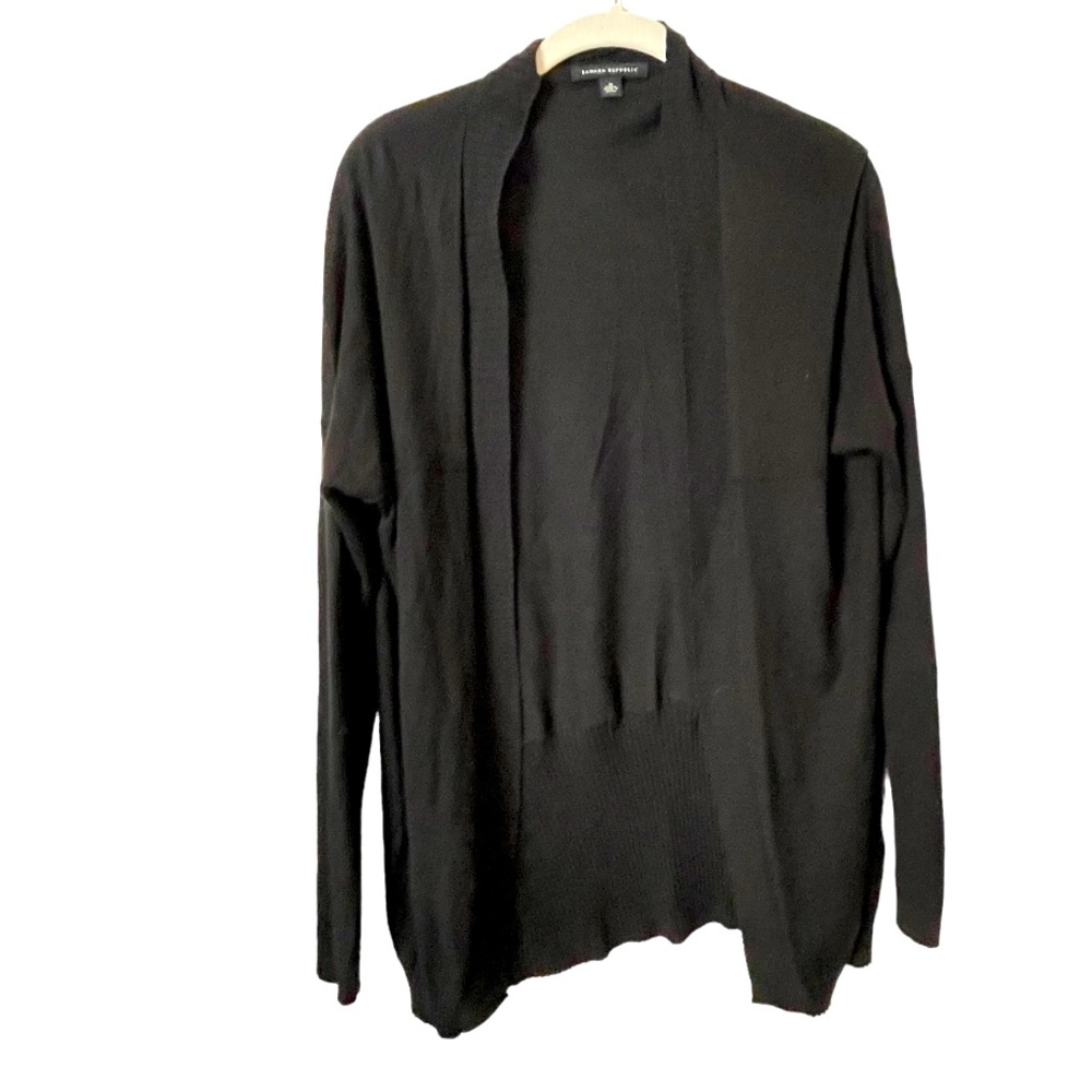 Banana Republic Silk Cotton Blend Black Open Lightweight Cardigan Sweater‎